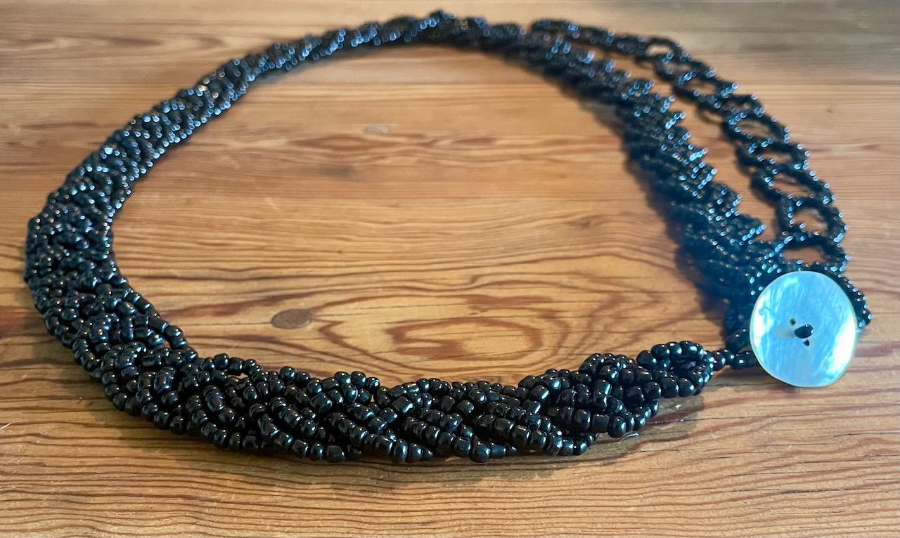 Black Mother of Pearl  hand beaded belt handmade Mother of Pearl Vintage Belts for sale | eBay main image 2