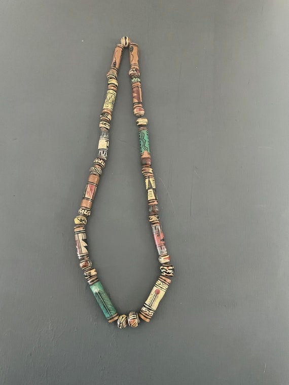 Peruvian Clay Bead Necklace | Vintage Clay Stateme