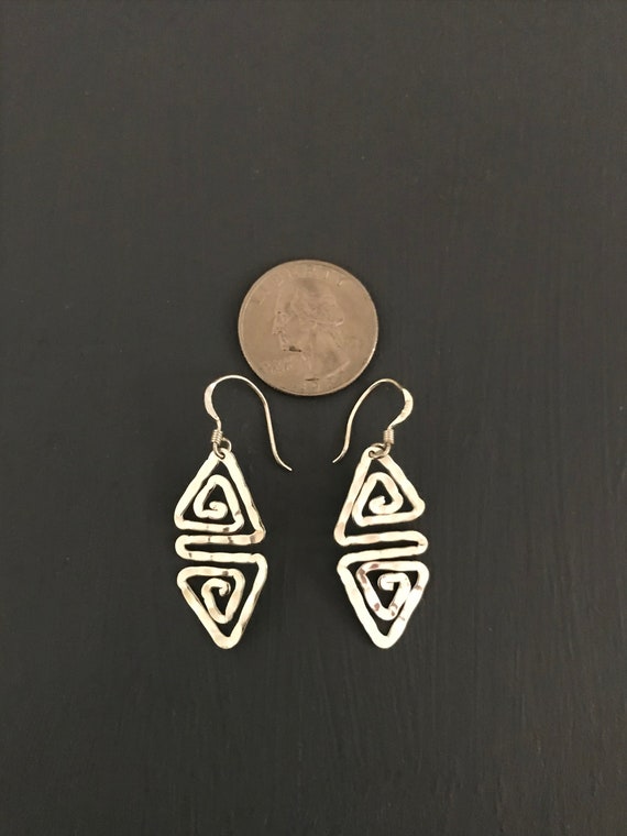 Hammered Sterling Triangle Earrings | Vintage Boh… - image 8