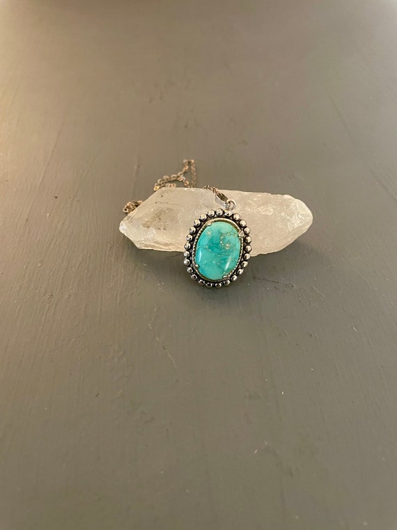 Turquoise Pendant in Sterling Silver Setting With… - image 4