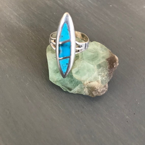 Zuni Inlay ring | Fishscale Inlay | Turquoise & S… - image 1