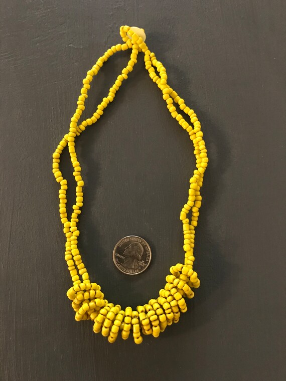 Yellow Seed Bead Artisan Necklace | Vintage triba… - image 4