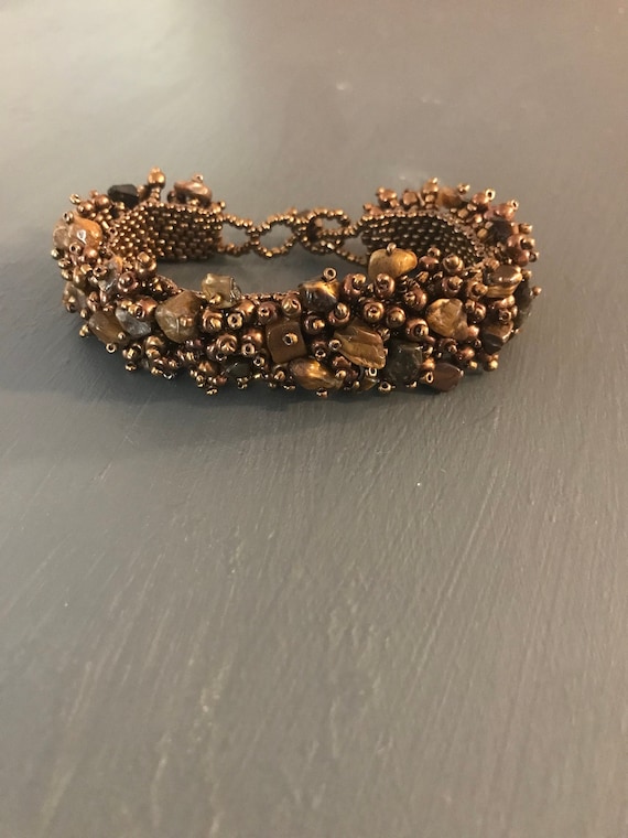 Handmade Tiger’s Eye cuff | Gemstone bracelet | Vi