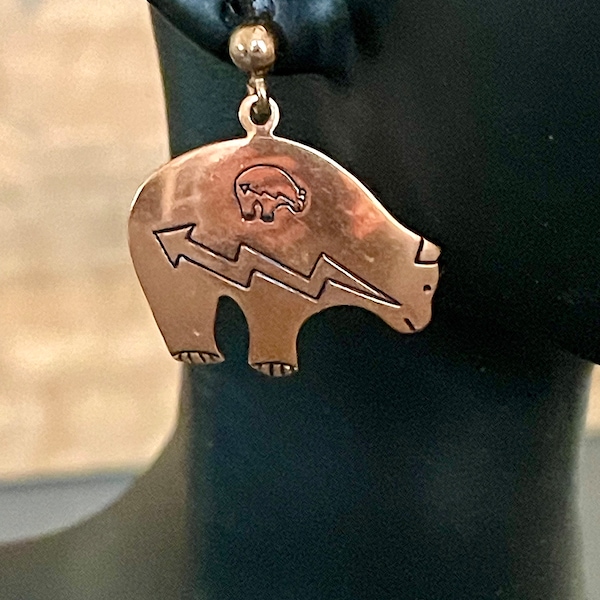 Copper Hopi Bear Earrings | Vintage Tribal Bear Earrings | Southwest Designc opper earrings | Bear Silhouettes