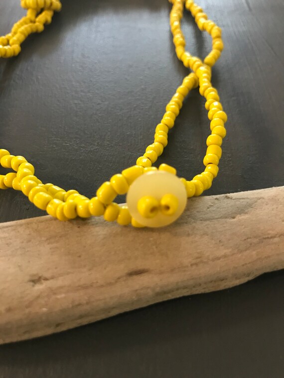 Yellow Seed Bead Artisan Necklace | Vintage triba… - image 5