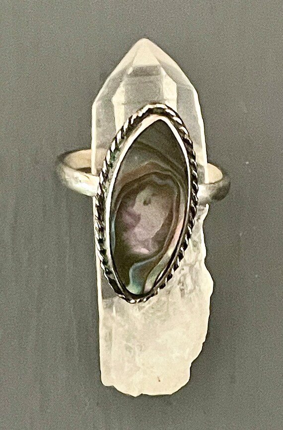 Abalone and Sterling Ring | Vintage 1970s Ring | S