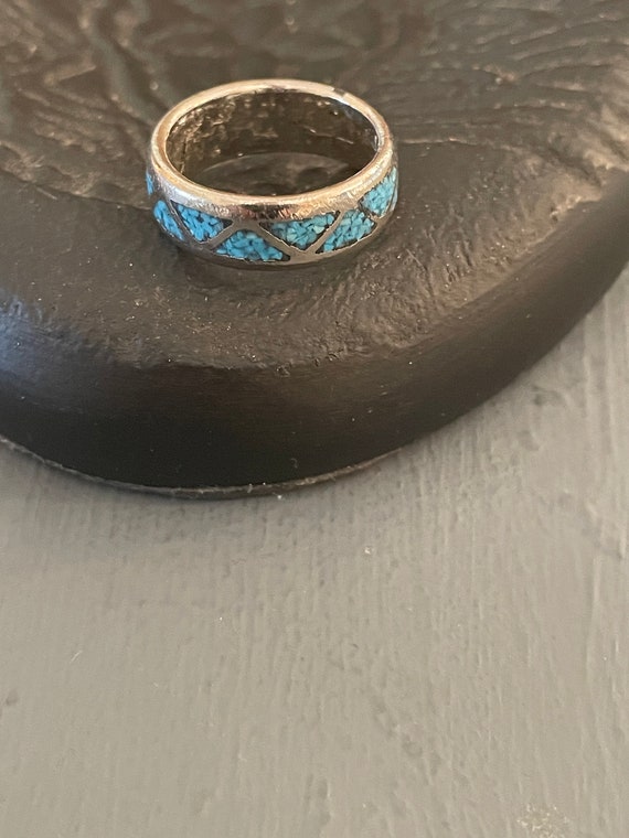 70s Southwest Vintage Ring with Crushed Turquoise… - image 2