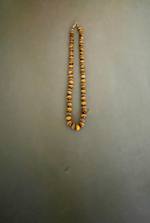 Tiger’s Eye Beaded Necklace with Brass Findings | 