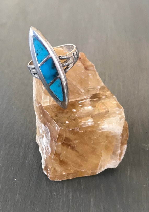 Zuni Inlay ring | Fishscale Inlay | Turquoise & S… - image 2