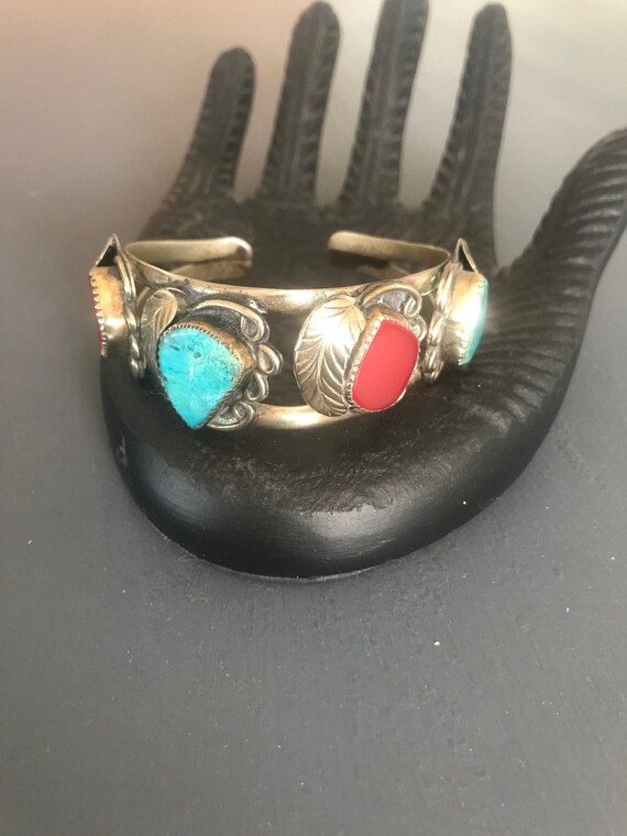 Southwestern Cuff with Chrysocolla and Carnelians 