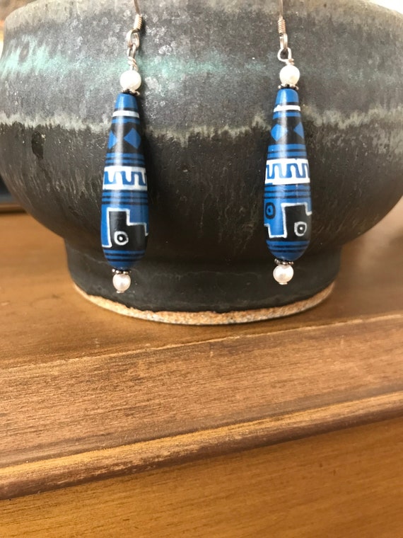Southwest Ceramic Earrings | Painted Ceramic Bead 