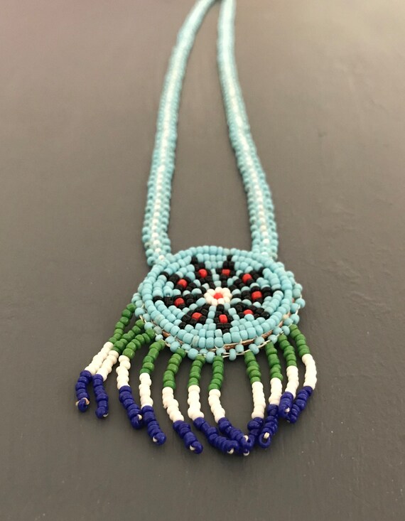 Seed Bead Southwest Medallion on beaded string | … - image 5