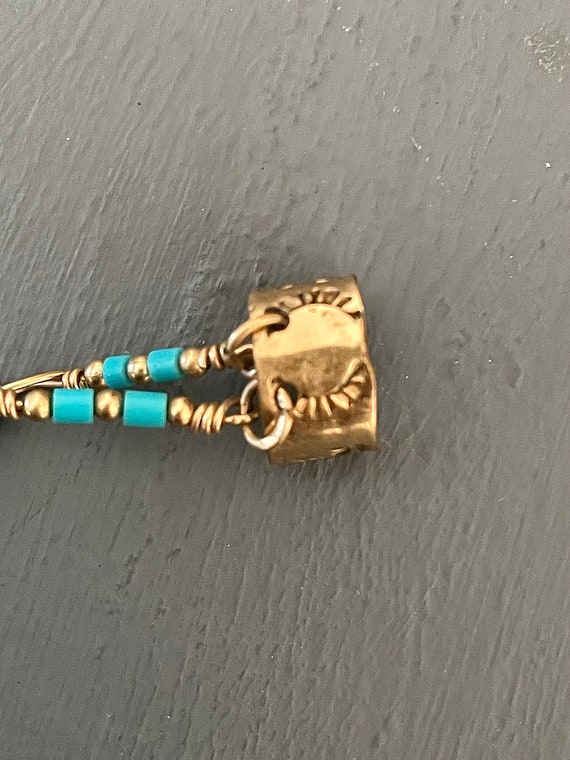 Turquoise and brass ear cuff | vintage Statement … - image 7