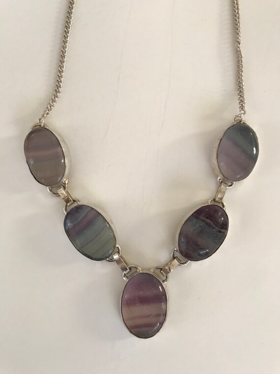 Fluorite and Silver necklace | Vintage Handmade N… - image 3