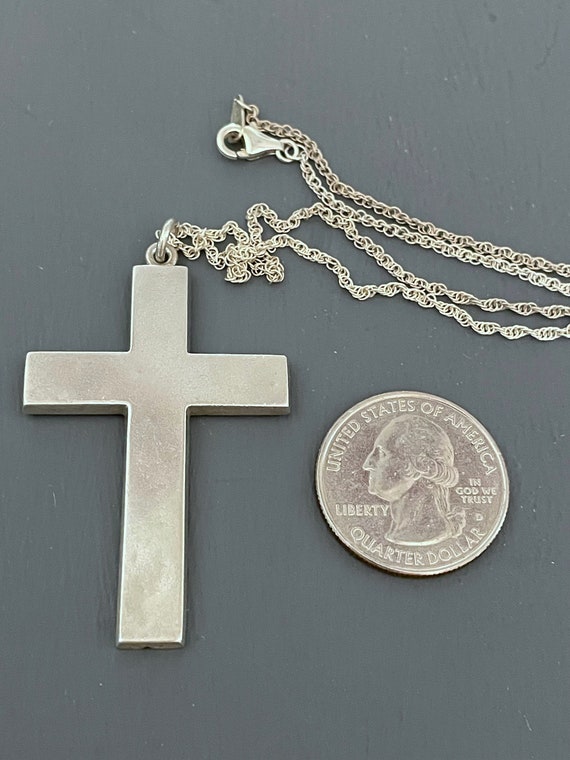 Sterling Silver Cross | Vintage Large Cross Neckl… - image 5