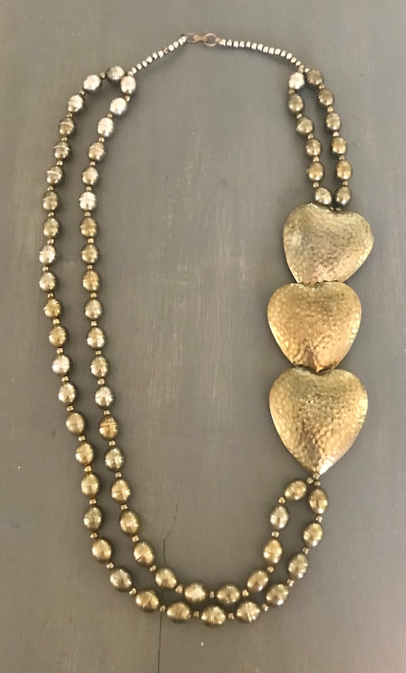 Brass Tribal Heart Statement Necklace | Large Bras