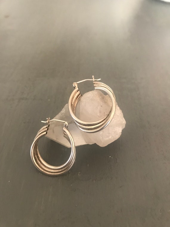 Sterling hand forged twisted hoop earrings | Vint… - image 5