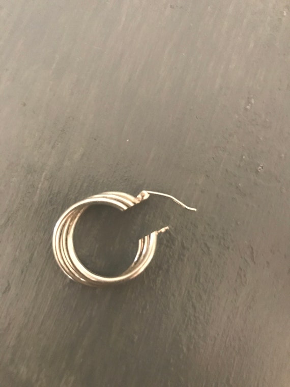 Sterling hand forged twisted hoop earrings | Vint… - image 3