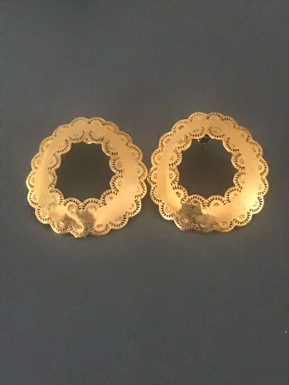 Brass Southwest Concho Earrings | Vintage Stamped 