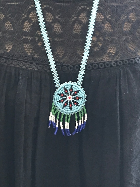 Seed Bead Southwest Medallion on beaded string | … - image 1