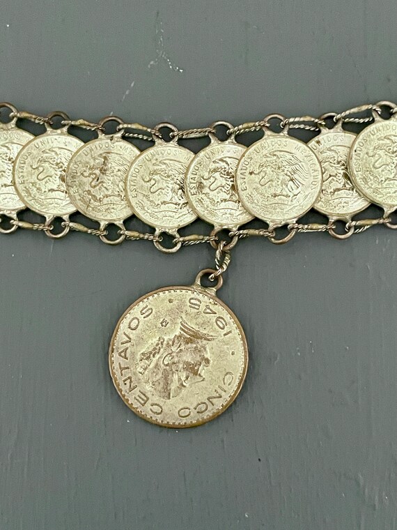 Mexican Coin Bracelet | Vintage Mid Century Charm… - image 4