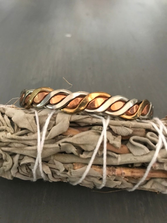 Braided Copper and Silver Southwestern Cuff| Twis… - image 1