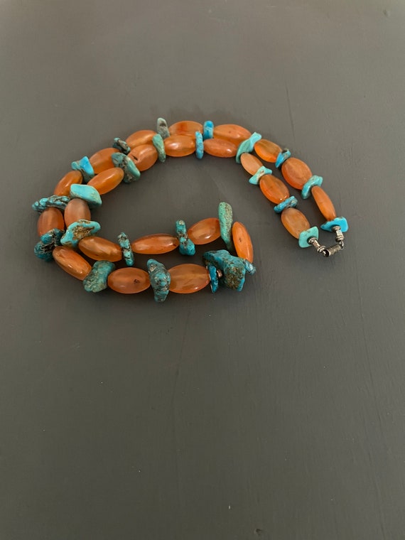 Turquoise Nugget and Carnelian Necklace | Vintage… - image 6