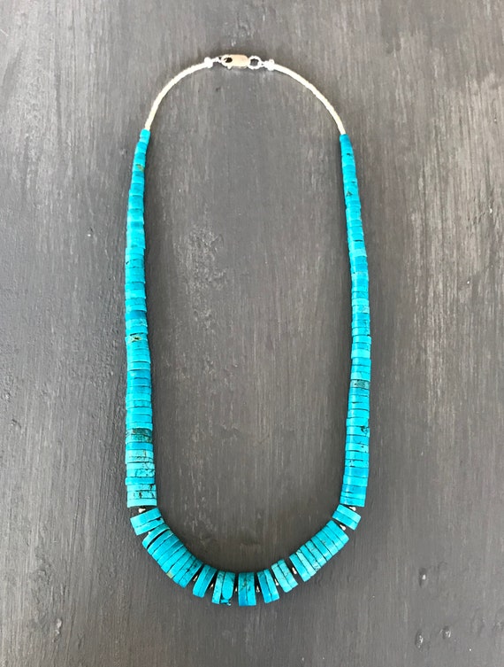 Native American Turquoise and Silver Necklace • Ch