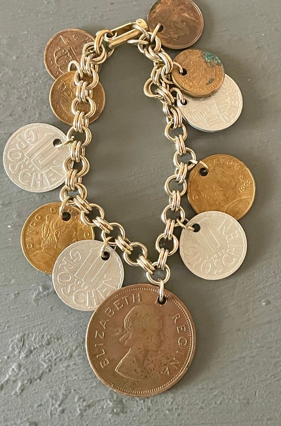 International Coin Bracelet | Vintage Coin Collec… - image 2