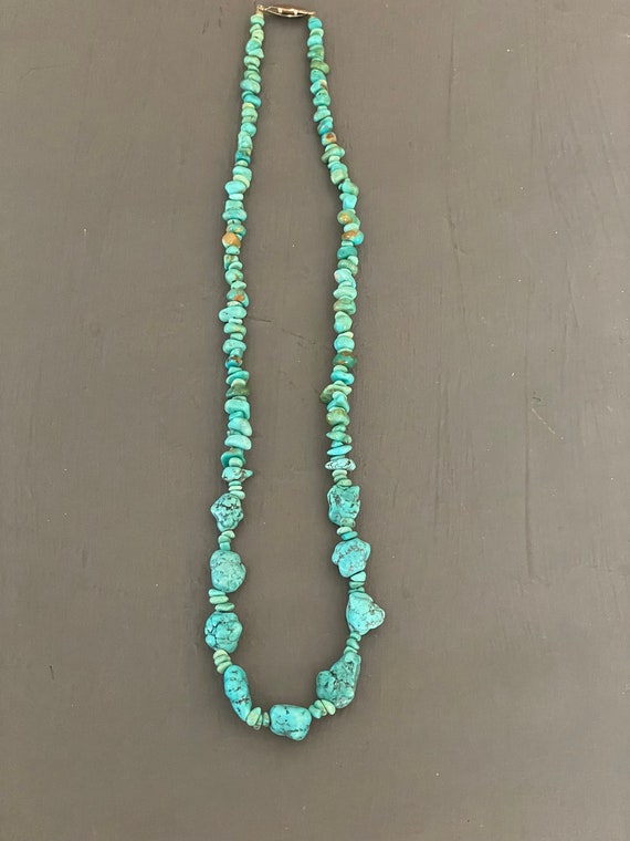 Turquoise nugget Necklace | Genuine Turquoise Vin… - image 3