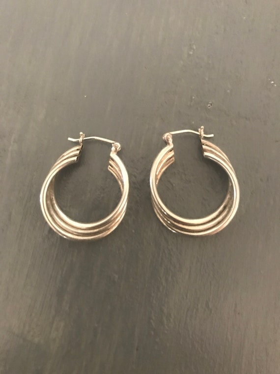 Sterling hand forged twisted hoop earrings | Vint… - image 2