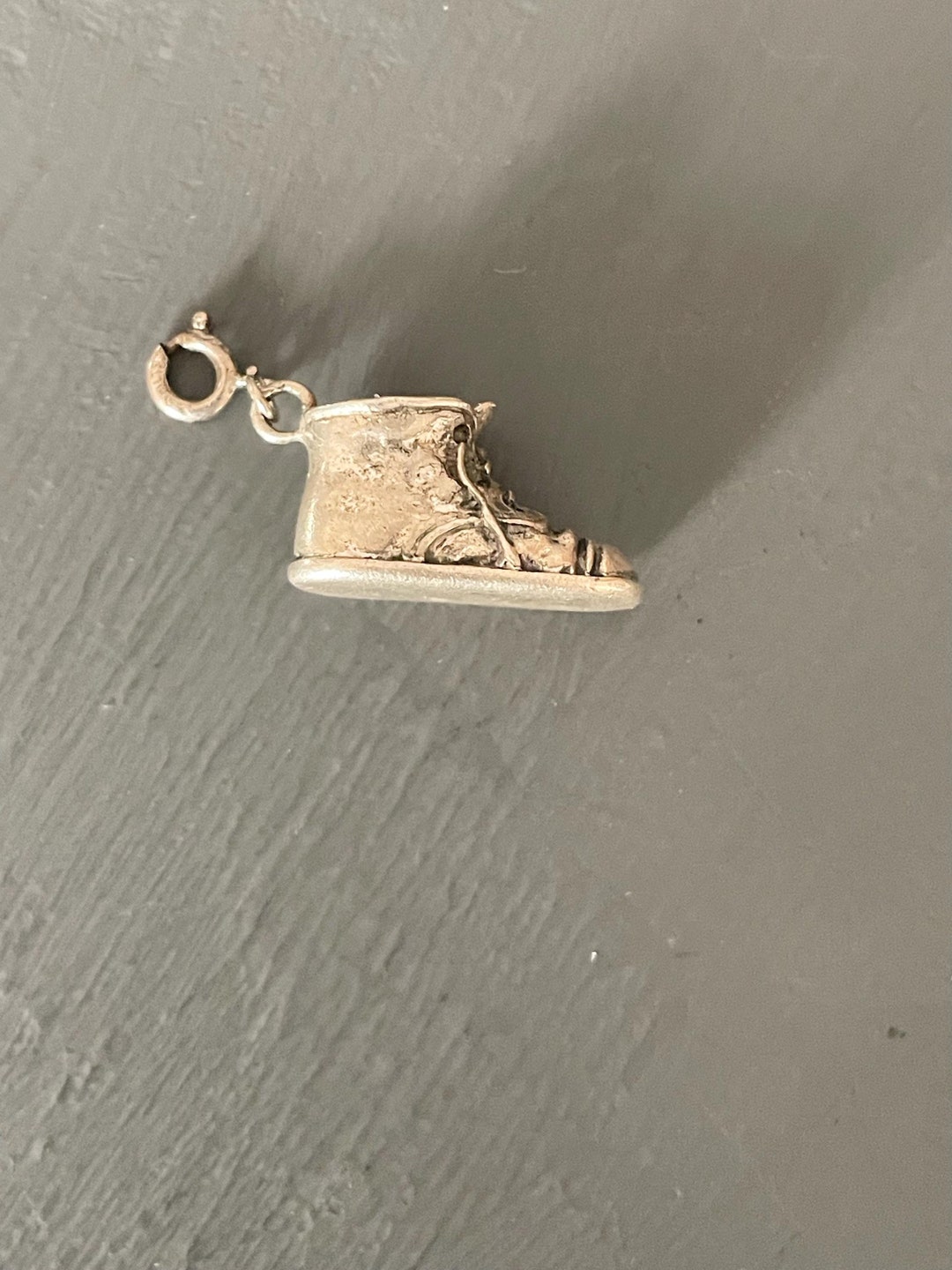 Charm (Pendentif) Bébé Chaussure En Argent Sterling 925 - Vintage - 1,8 G - 1,0 Cm