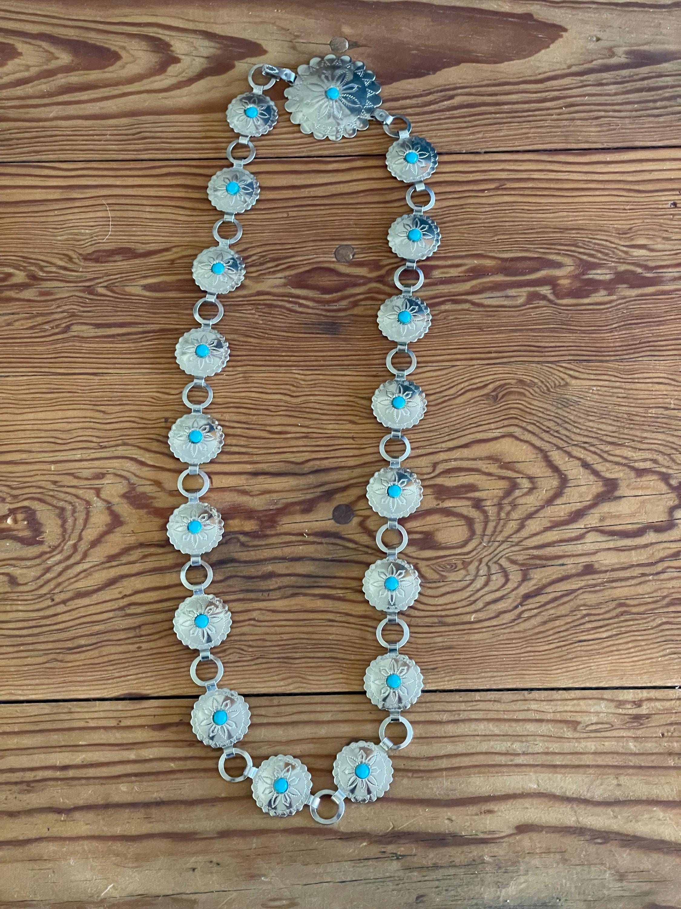Vintage Silver Concho Belt: Boho Southwestern Style, Faux  display picture 3