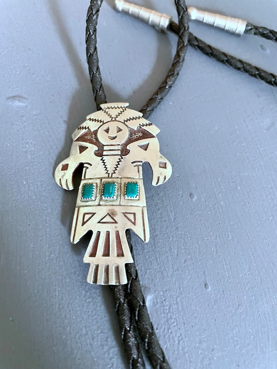 Kachina Bolo Tie | Bell Trading Post | Nickel Sil… - image 1