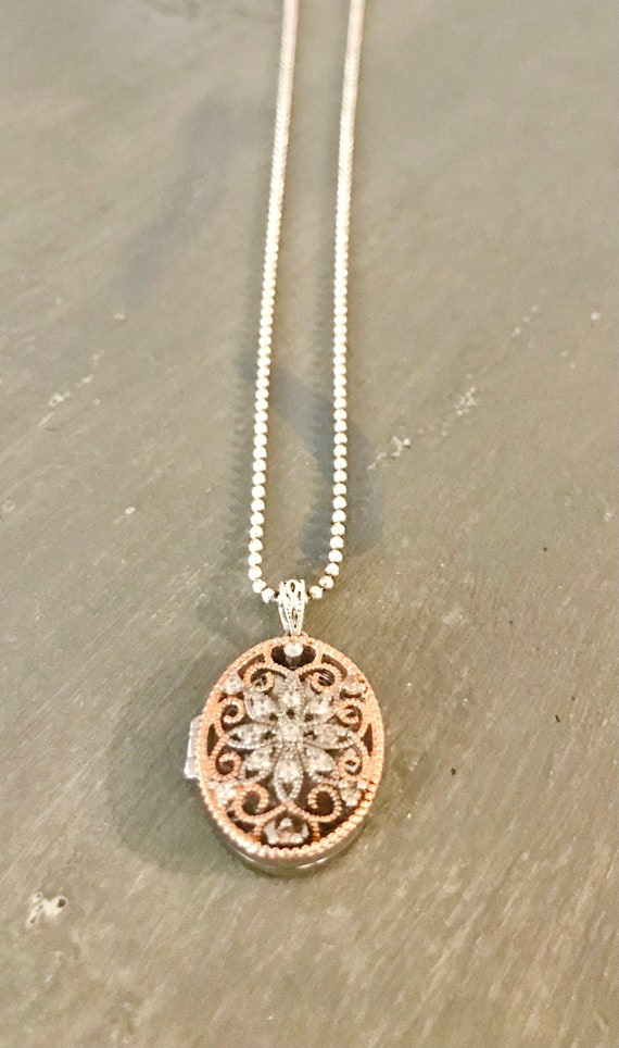 Silver and copper locket | Prime Art & Jewel neck… - image 1