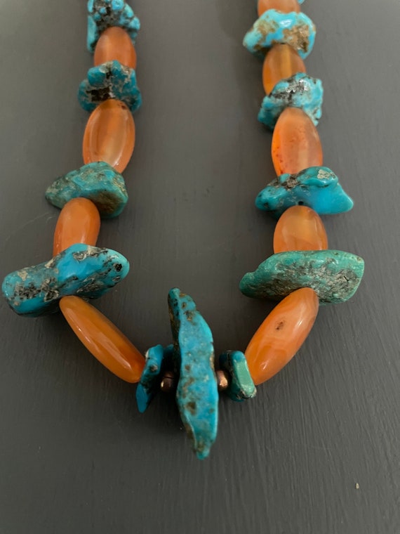 Turquoise Nugget and Carnelian Necklace | Vintage… - image 5