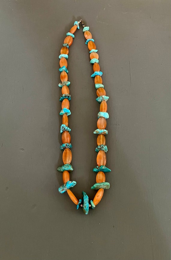 Turquoise Nugget and Carnelian Necklace | Vintage… - image 2