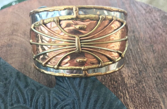 Brutalist mixed metal cuff | Vintage 1960s | Stat… - image 1