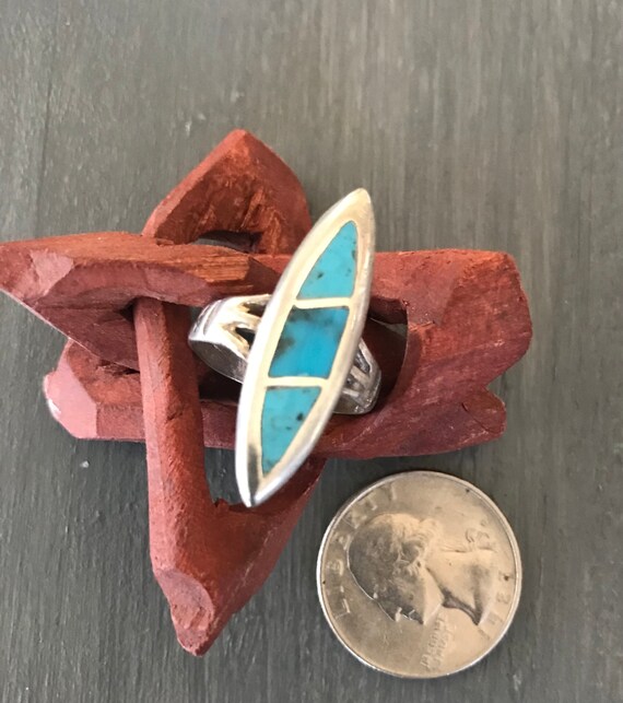 Zuni Inlay ring | Fishscale Inlay | Turquoise & S… - image 6
