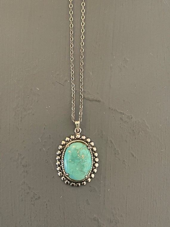 Turquoise Pendant in Sterling Silver Setting With… - image 3