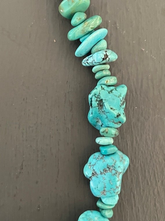 Turquoise nugget Necklace | Genuine Turquoise Vin… - image 5