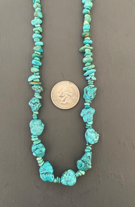 Turquoise nugget Necklace | Genuine Turquoise Vin… - image 8