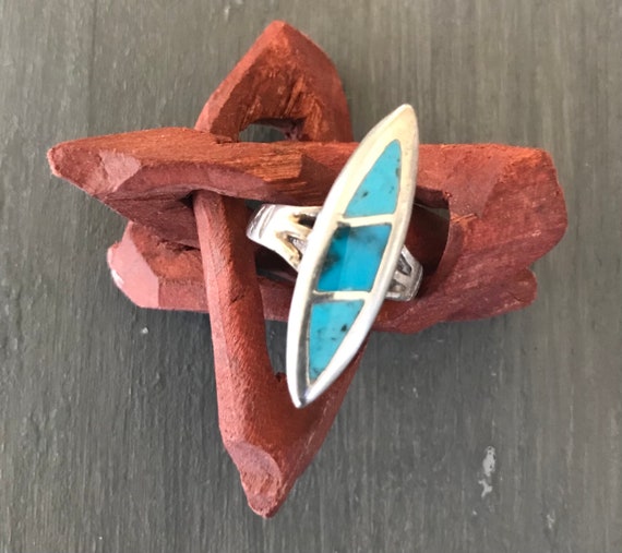 Zuni Inlay ring | Fishscale Inlay | Turquoise & S… - image 5
