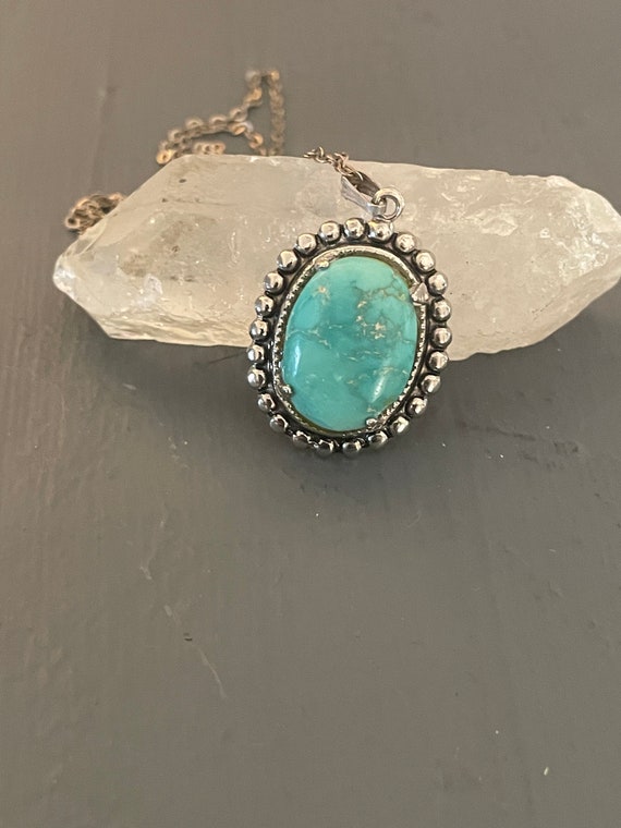 Turquoise Pendant in Sterling Silver Setting With… - image 1