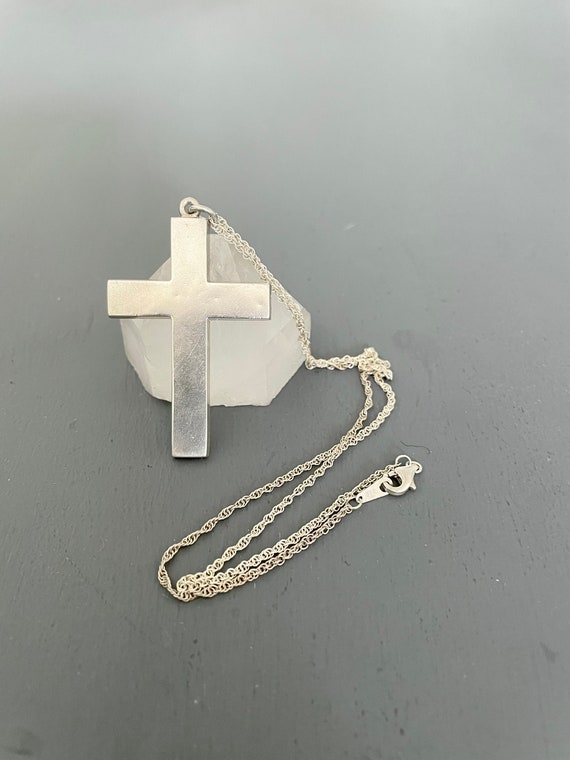 Sterling Silver Cross | Vintage Large Cross Neckl… - image 1