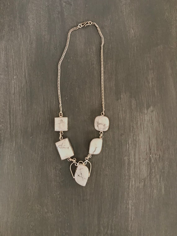 Howlite and Silver necklace | Vintage Handmade Ne… - image 5