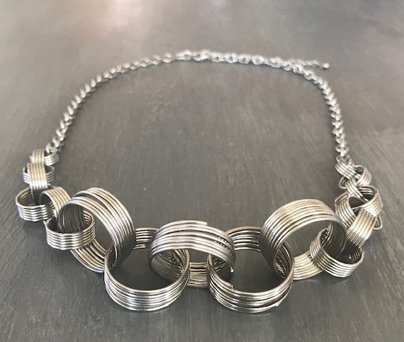 Unique statement necklace | Interlocking spirals … - image 1