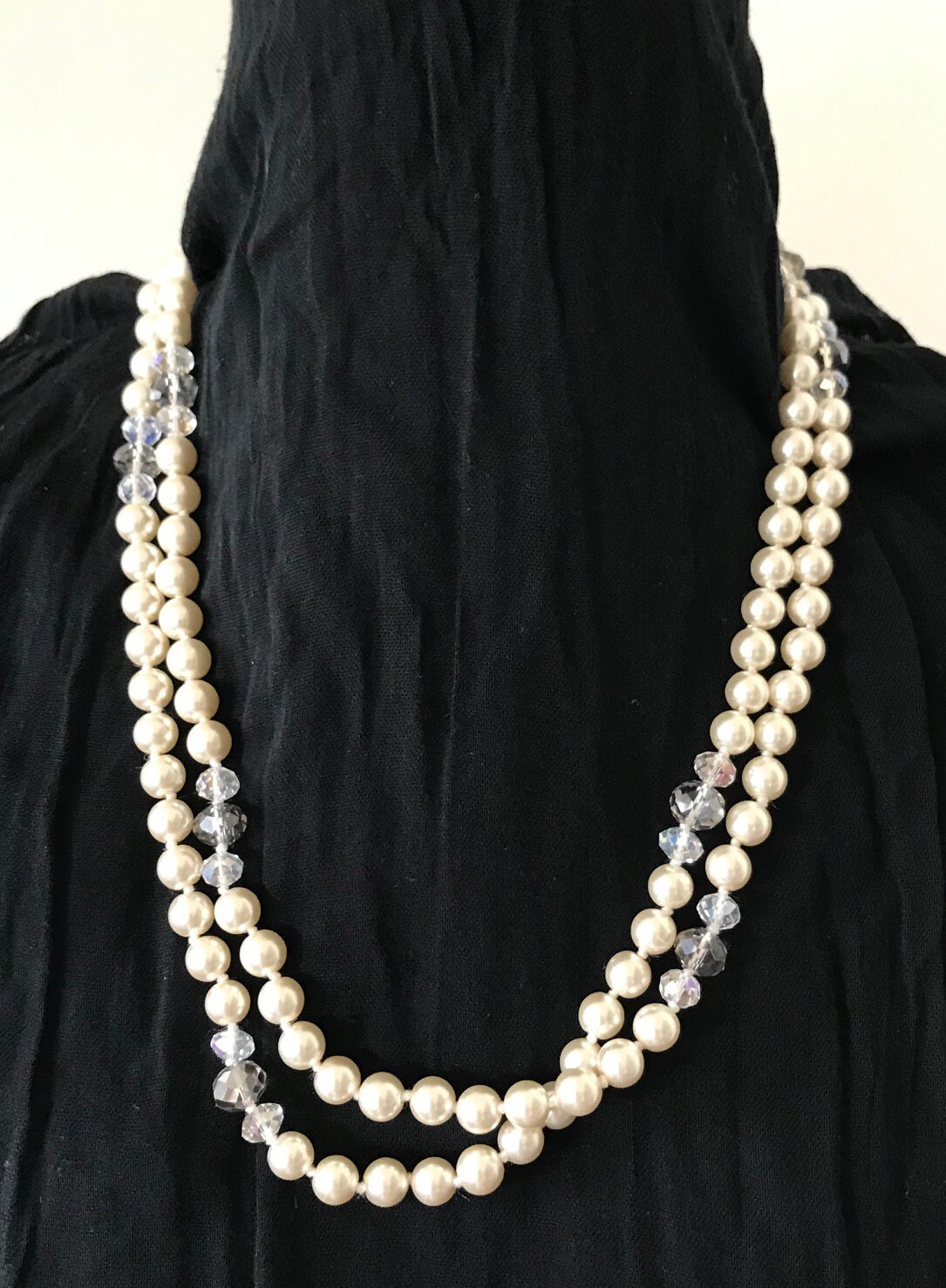 Long strand of pearls with crystal knotted pearls Matching Etsy.de