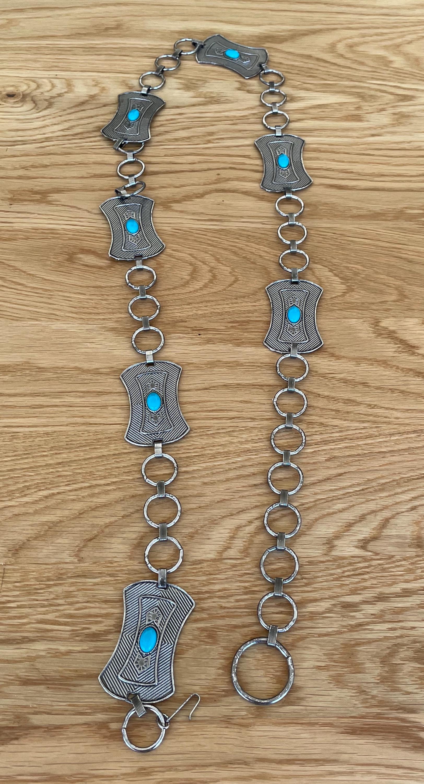 Vintage Silver Concho Belt: Boho Southwestern Style, Faux  display picture 1