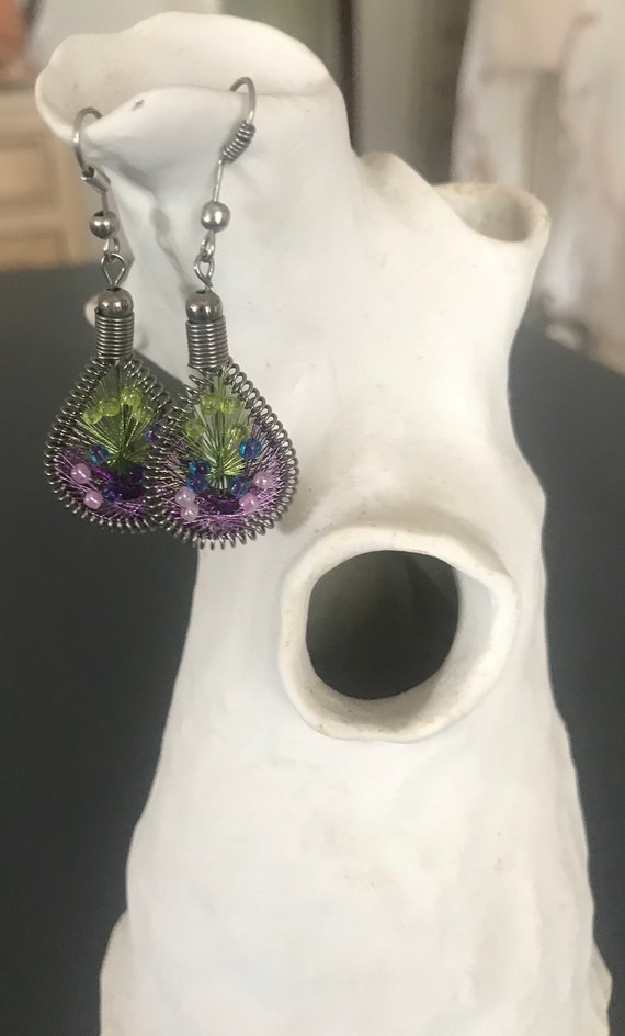 Southwest threaded seed bead earrings | Vintage M… - image 3